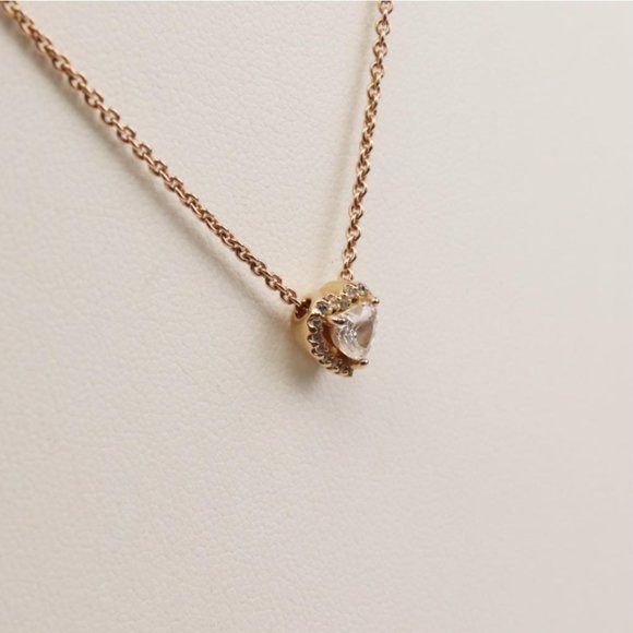 Pandora Rose GP Clear Stone Sparkling Heart Collier Necklace - Picture 4 of 5